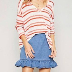 Denim Ruffle Jean Skirt
